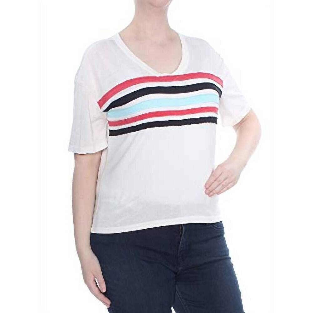 NEW ULTRA FLIRT women's colorblock short sleeves t-shirt in white